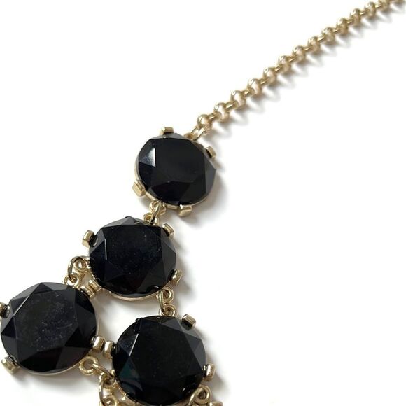 Chandelier Gold Tone and Black Stone Statement Necklace - Picture 6 of 7